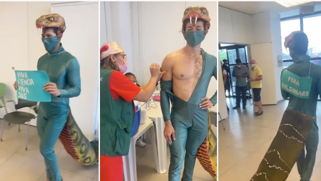 '¡Viva la ciencia!': Geógrafo se vacuna disfrazado de caimán en contra de Bolsonaro – Periódico Zócalo | Noticias de Saltillo, Piedras Negras, Monclova, Acuña - Vimarsana News
